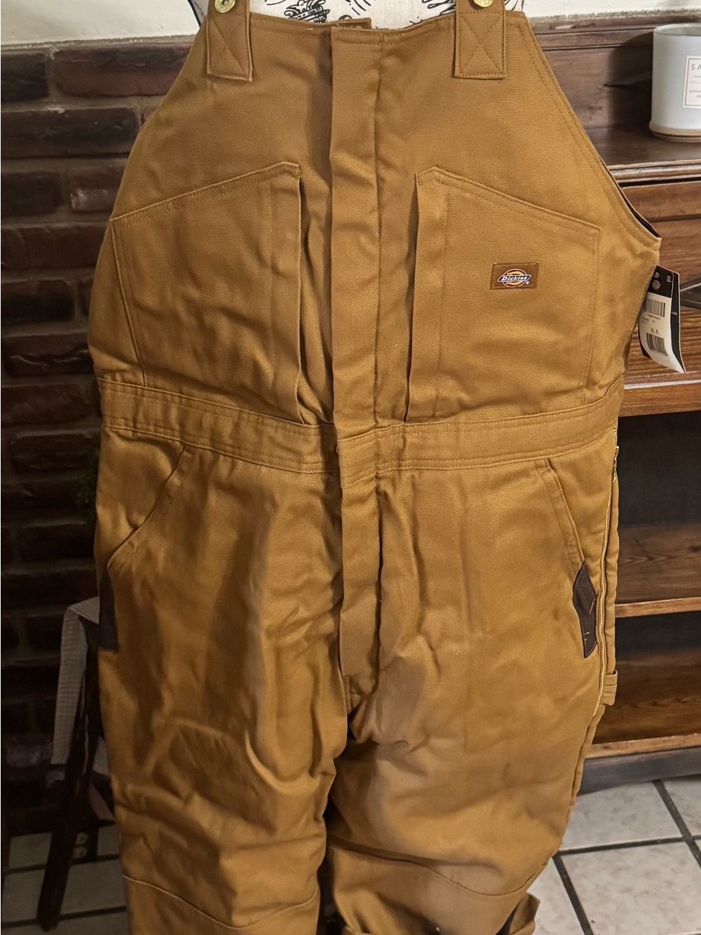 Dickies Premium Insulated Bib Overalls Brown Duck Men’s XL NWT